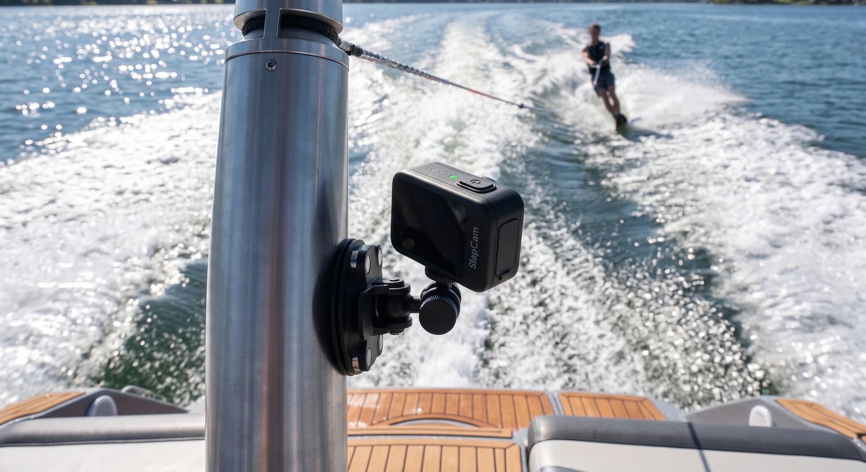 SlapCam watching a waterskier behind the boat